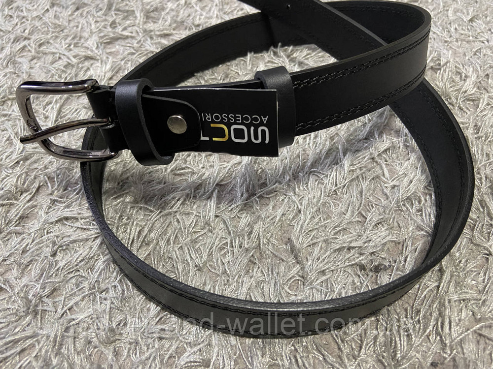 Стильный женский кожаный ремень черного цвета 30 мм PS Leather Киев - изображение 3