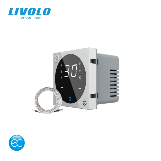 Розумний Wi-Fi терморегулятор (термостат) сенсорний програмований для електричної теплої підлоги LIVOLO, сірий, модуль без рамки (VL-FCQ1Z2-2IPS23) Коломия
