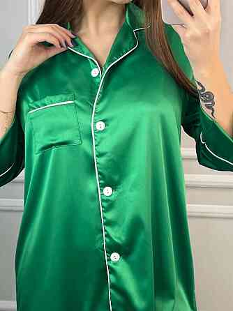 Женская ночная рубашка удлиненная шелковая Зелёный S Харьков