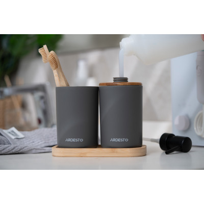 Набор для ванной комнаты Ardesto Minimalism 3 предмета Темно-серый 360 мл (ARHB3110GB) Винница - изображение 5
