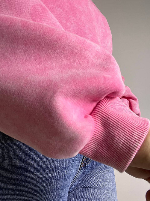 Свитшот женский Joy One 25177 оверсайз свободный крой средняя длина вареный тай-дай one size, розовы Одесса - изображение 6