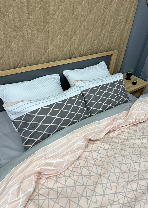 Комплект постельного белья Ранфорс, Decorator Cotton Collection Skagen Евро 220х200 персиковый с серым (88-124) Киев - изображение 2