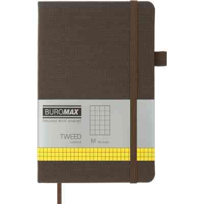 Книга записна Buromax Tweed 125x195 мм 96 аркушів в клітинку обкладинка зі штучної шкіри Сіра (BM.291163-09) Вінниця