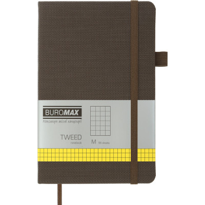 Книга записная Buromax Tweed 125x195 мм 96 листов в клетку обложка из искусственной кожи Серая (BM.291163-09) Винница - изображение 1