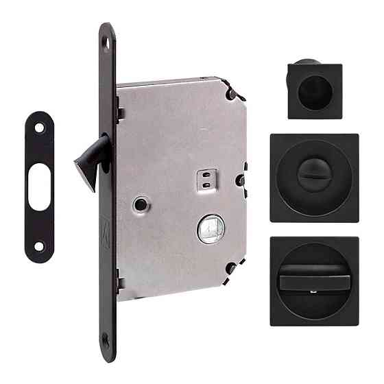 Ручка на раздв. дверь Fimet 3667R +LOCK+MQ мат черный (комплект wc) Киев