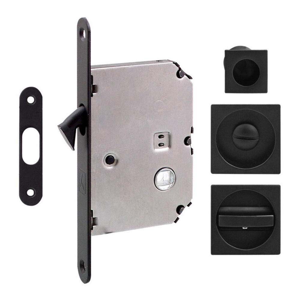 Ручка на раздв. дверь Fimet 3667R +LOCK+MQ мат черный (комплект wc) Киев - изображение 1