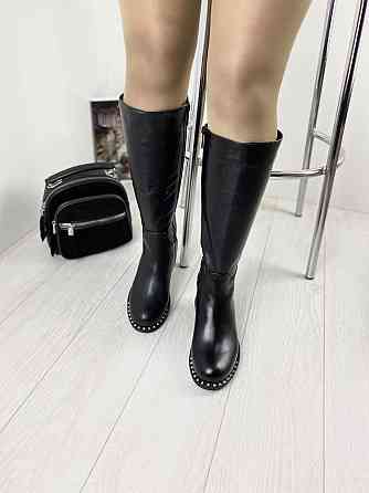 Чоботи жіночі D and V чорні натуральна шкіра зимові высота 39см размер 37 (2596) Коломыя