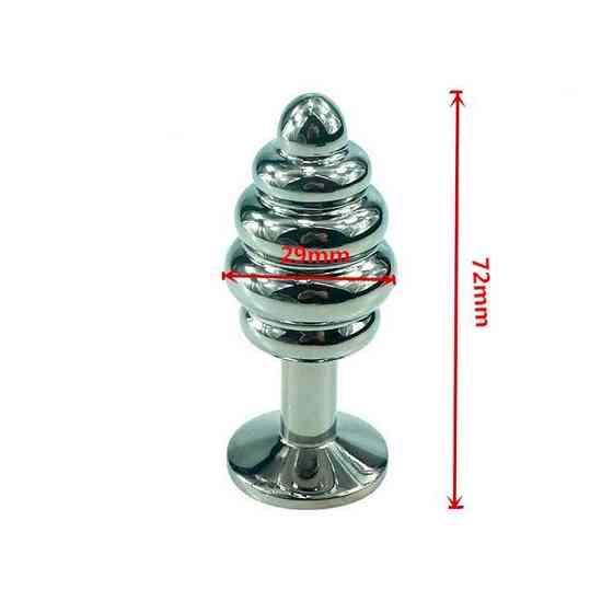 Сталева анальна пробка "Спіраль" - 7,2*2,9 см - Анальні іграшки Вінниця