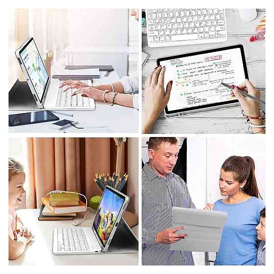 Чохол з клавіатурою Lachesis для Samsung Galaxy Tab S10 Lite S10 FE S9 FE S9 10.9 11 сірий білий Bluetooth QWERTZ Київ