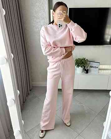 Женский прогулочный костюм: свитшот и штаны турецкая трехнить Розовый, 44 Одесса