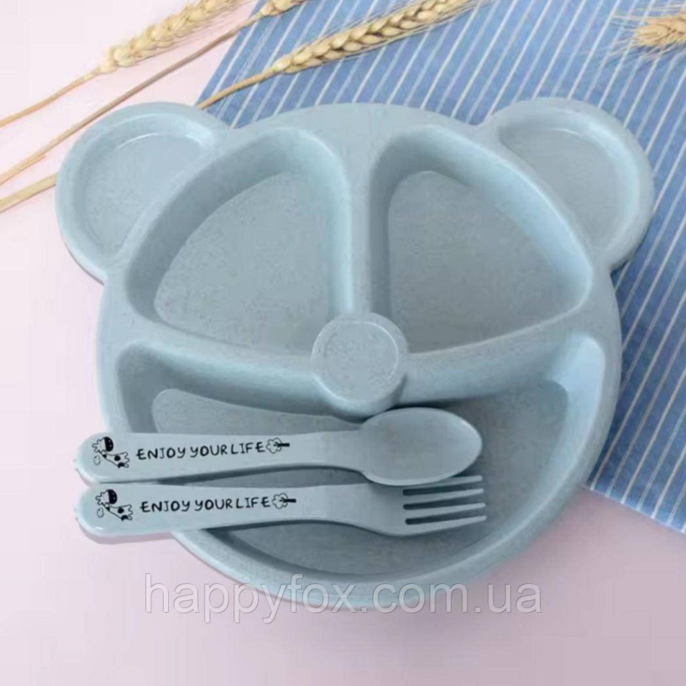 Набір дитячого посуду з пшеничної соломи 