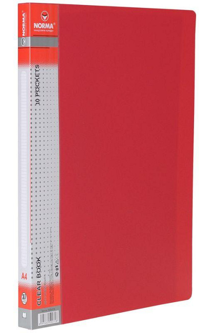 Папка на 10 файлів A4 "Norma"  500/25мкн PР, черв., 5025-01N, шт Київ - фото 1