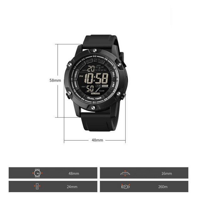 Мужские спортивные наручные часы Skmei 1762 водонепроницаемые (Черные) Винница - изображение 8