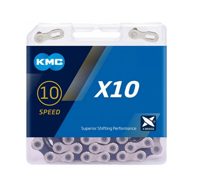 Ланцюг велосипедний KMC X10-1 1/2х11/128/114L срібний/срібний 10 швидкостей Бровари - фото 1