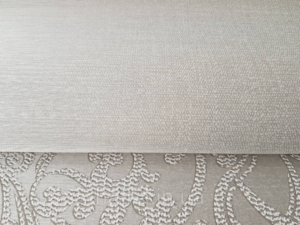 Текстильные обои на флизелине Da capo RaschTextil 085586 однотонные структурные полоска бежевая с серебром Киев - изображение 4