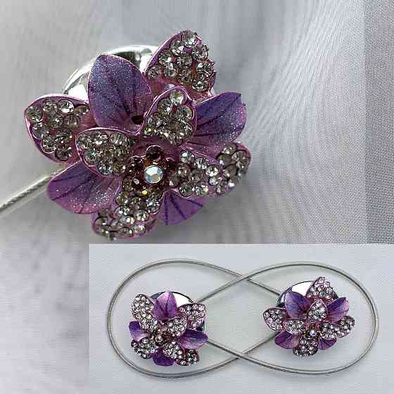 Магніти для штор та гардин "Flowers" набір 2 шт Бузковий (81-189) Київ