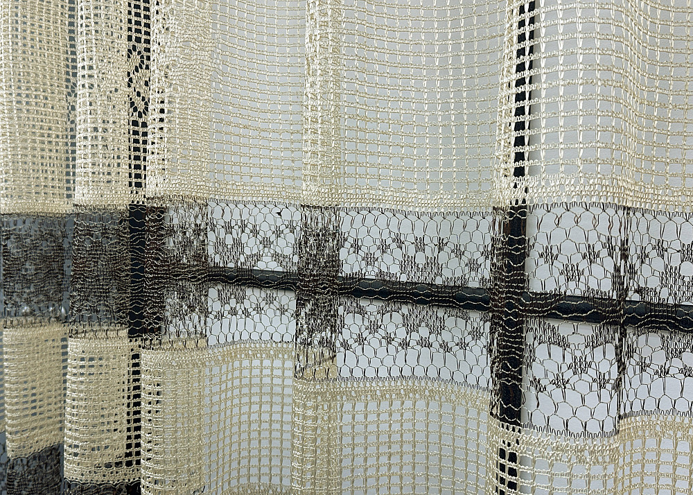 Тюль сетка VR-Textil Juli № 1873т Арка на кухню цвет бежевый с венге 400х150 см (53-0168) Киев - изображение 4