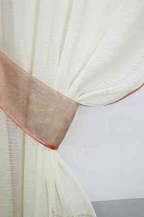 Кухонные шторы (290х170см) с ламбрекеном, на карниз 1-1,5м цвет молочный с персиковым 00к 59-482 Киев