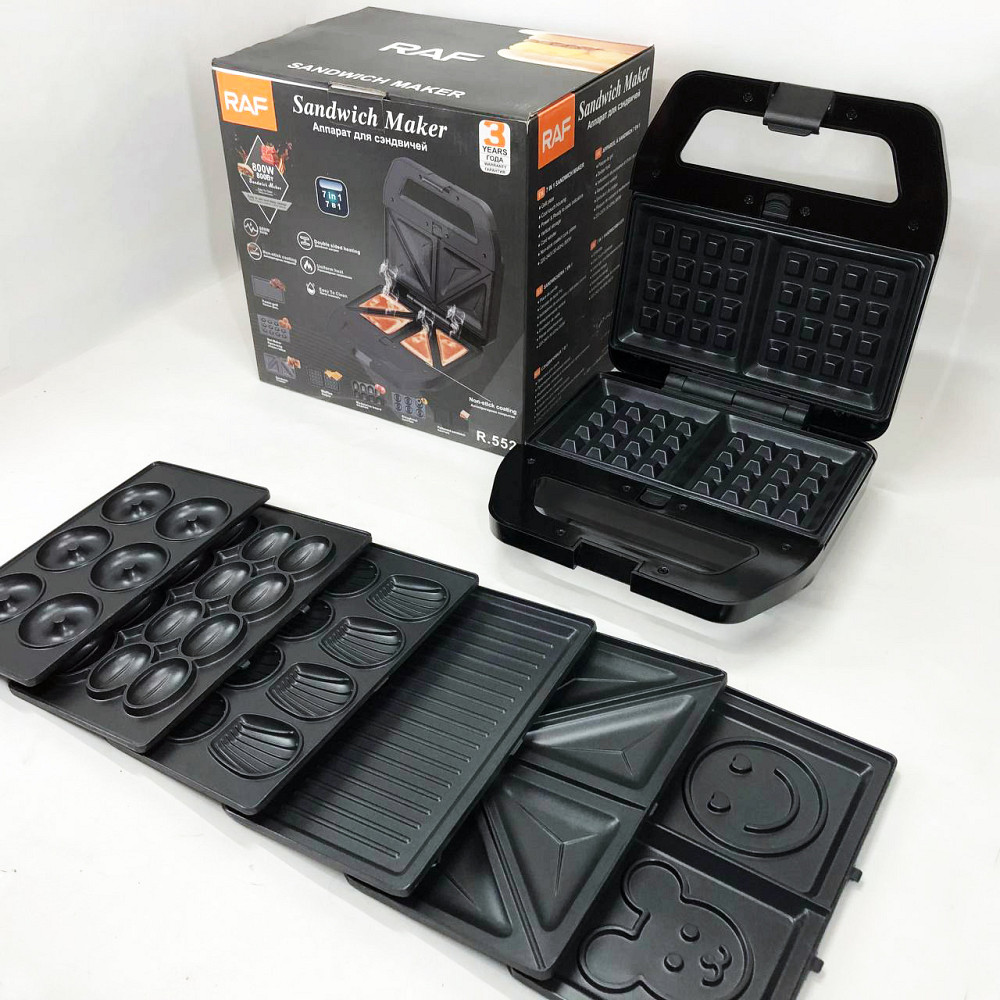 Електрогриль для приготування бургерів вдома RAF R.552 – 7 в 1 800 Вт, Однопостовий контактний гриль ME-87 Львів - фото 16