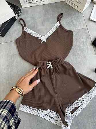 Жіноча повсякденна домашня піжама двойка турецький рубчик Шоколад, 46/48 Одеса