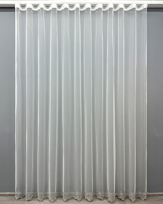 Тюль VR-Textil 1830т Грек-сетка с вышивкой и люрексом цвет Молочный с серым 300х270 см (42-0816) Киев - изображение 2