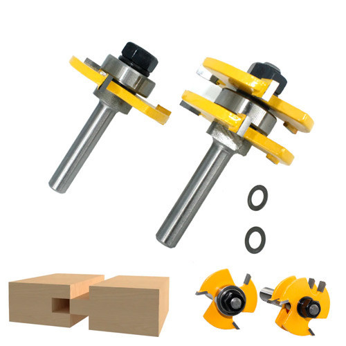 Набор пазо-шиповых фрез 2шт сталь хвостовик 6.35мм для фрезера ручного Киев - изображение 1