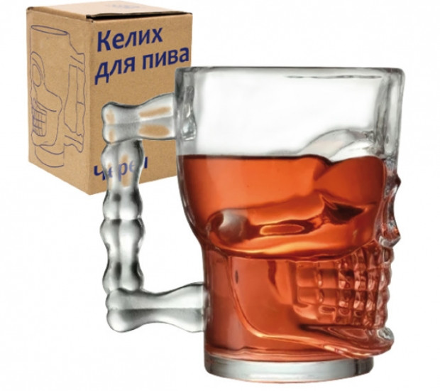 Кружка для пива Череп 540 мл, прозрачный Винница - изображение 1