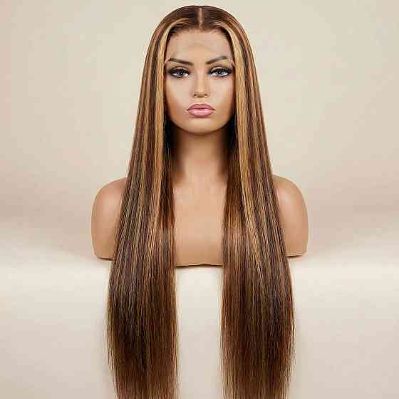 Длинный парик из прямых искусственных волос омбре 70 см Каштановый с Блонд Винница