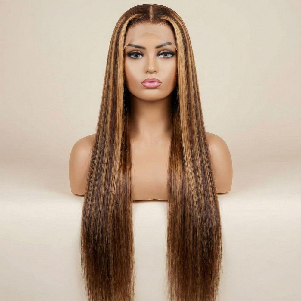 Длинный парик из прямых искусственных волос омбре 70 см Каштановый с Блонд Винница - изображение 1
