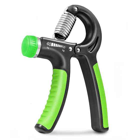 Эспандер кистевой пружинный с регулируемой нагрузкой 10-40 кг PowerPlay 4323, эспандер для кисти рук зеленый Киев