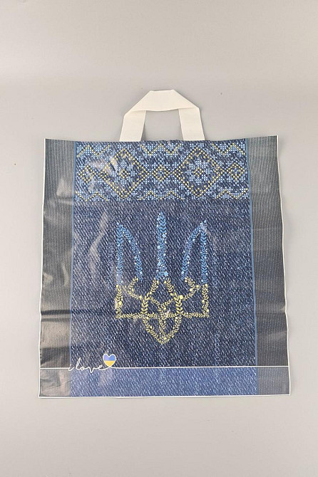 Пакет із петльовою ручкою спр п "Джинс Україна" (38х42) 90 мк ДПА (50 шт) Харків - фото 1