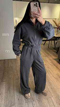 Жіночий повсякденний теплий комбінезон із флісу Графіт Одеса