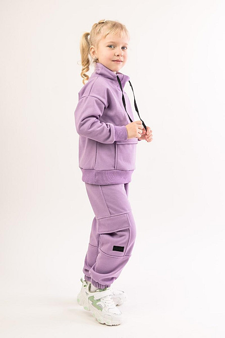 Костюм детский, спортивный х/б 100% (серый меланж, ментол, сиреневый,розовый, желтый) Крохатушка одяг 104, Сиреневый Киев - изображение 4