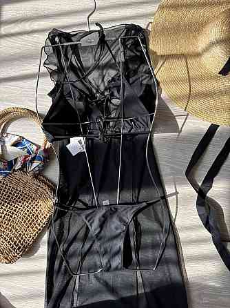 Жіночий купальник трійка з накидкою Чорний L Харків