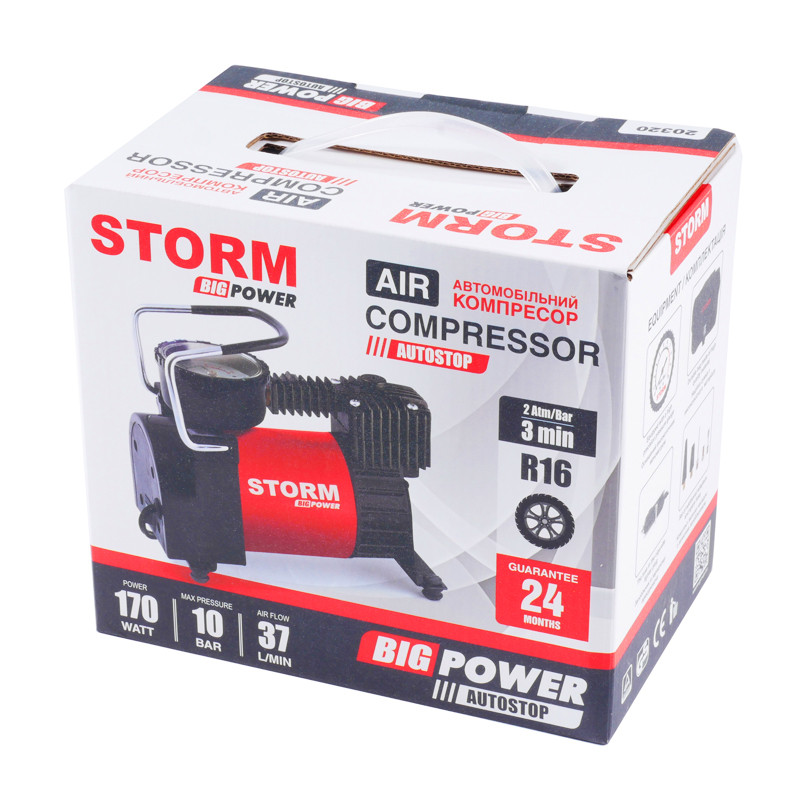 Компресор автомобільний Storm Big Power Autostop 10Атм 37л/хв 170Вт Львів - фото 5