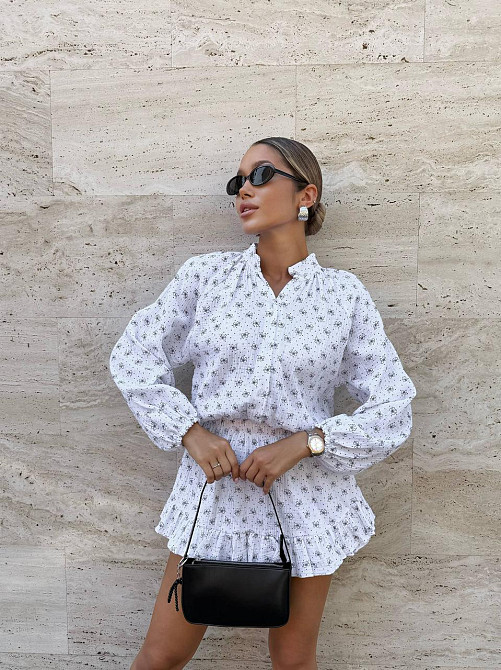 Женское легкое платье-комбинезон с принтом натуральный муслин 42/44, Белый 3 Одесса - изображение 5