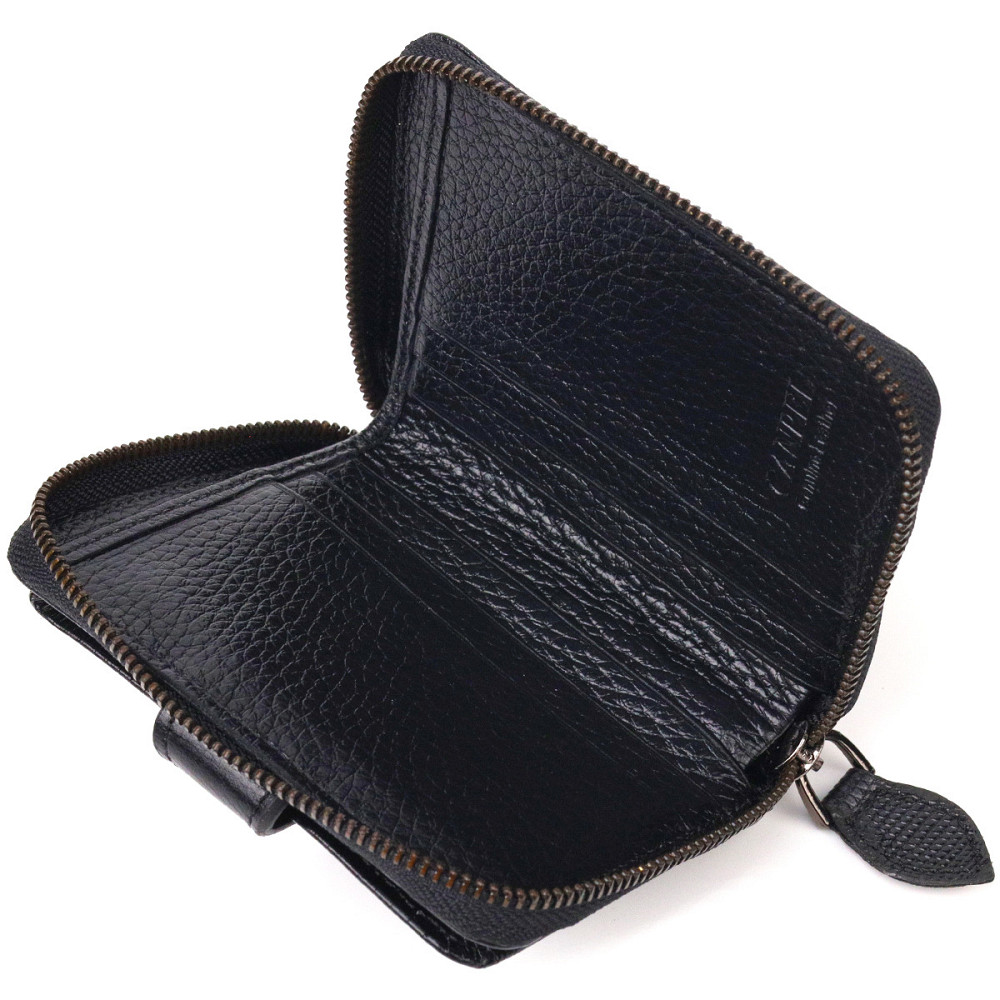 Практичне портмоне з натуральної фактурної шкіри CANPELLINI 21494 Чорне Київ - фото 5