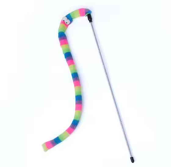 Игрушка для котиков палочка с разноцветной гусеницей с колокольчиком 50 см разноцветный Киев