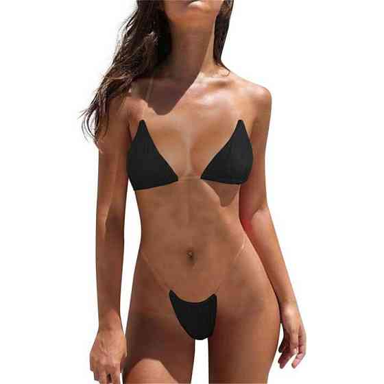 Сексуальний купальник бікіні на силіконових бретелях XS-S чорний Вінниця