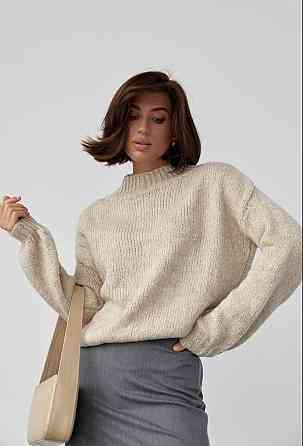 Женский уютный оверсайз свитер машинная вязка Молочный Одесса