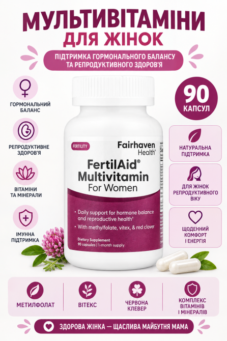 Витамины для женщин Fairhaven Health FertilAid Multivitamin For Women 90 капс Киев - изображение 6