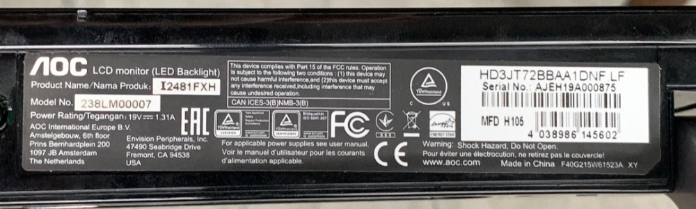 Монітор Безрамний: AOC,IPS, 12481FXH 23"8 FUll HD 1080P 75Hz. Київ - фото 4