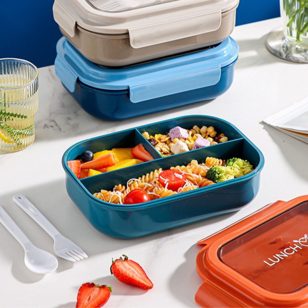 Контейнер,ланч бокс для горячей и холодной еды с отдельными отсеками и столовыми приборами для пищи,синий Каменец-Подольский - изображение 5