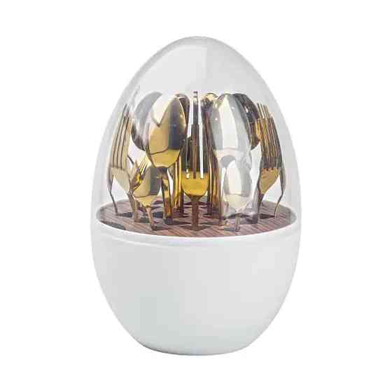 Золотой набор столовых приборов на 6 персон с подставкой Киев