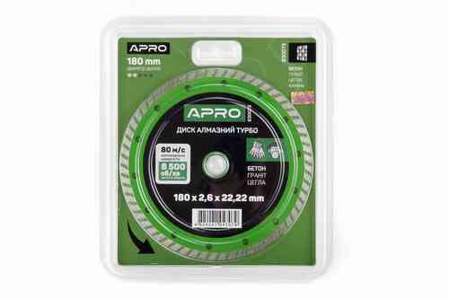 Диск відрізний для бетону 180х2.6х22.22мм (16-18%) Турбо APRO Рівне
