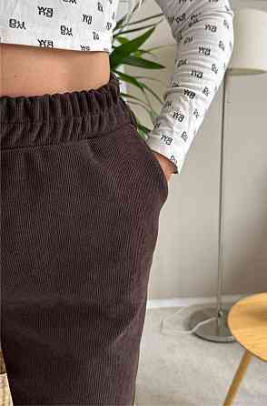 Женский стильный костюм двойка: кофта и штаны вельвет на плотном флисе Шоколадный, 50/52 Одесса