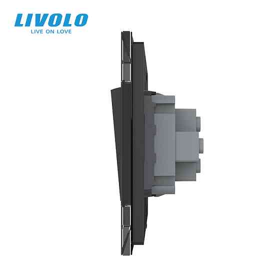 LIVOLO Одноклавішний прохідний вимикач LIVOLO чорний матовий скло Коломия