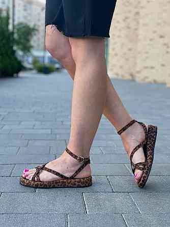 Босоніжки жіночі леопардові EDAN 350 літо, натуральна шкіра / Зручні босоніжки на низькому ходу Коломыя