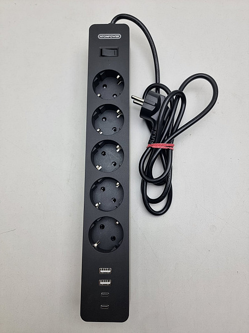 Мережевий подовжувач 5-в-1: 5 розетки + 2 USB-A + 2 USB-C Ntonpower GPC-5A2U2C-EU 1.5м Луцьк - фото 1