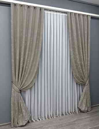 Комплект готовых штор VR-Textil Жаккард Allure № 1617ш Тауп 150х270 см 2 шт (33-0487) Киев